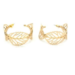 Leaf Hoop Earrings Gold Plated